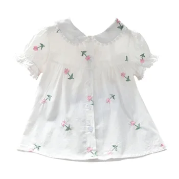 Nauja Mergina Mados Vasaros korėjos Stiliaus Trumpas rankovėmis Palaidinė Kūdikiui, Baltos spalvos Marškinėliai