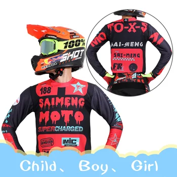 Motokroso Jersey berniukas vaikas mergaitės vaikų drabužiai vaikams Motociklų lenktynių Flexair BMX MX konkurencijos kostiumas visureigis