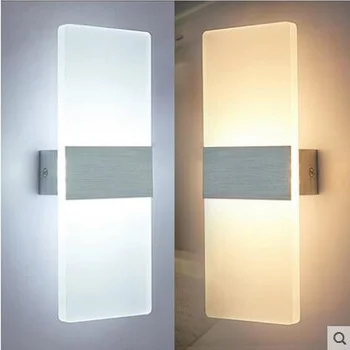 Šiuolaikinės 6W LED Sienų šviestuvai Vonios kambario Apšvietimo Aukštos Kokybės Aliuminio Pagrindo Akrilo Aikštėje Sieniniai Šviestuvai Miegamojo Kambarį