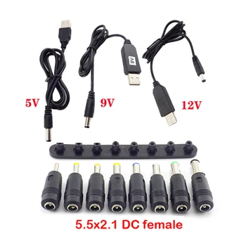 DC Moterų 5.5x2.1mm USB Kabelis, Įkroviklis, Maitinimo Adapteris Patarimai Jungties Lizdas su Kištuku Įkrovimo Tablečių PC