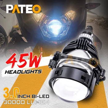 45W 30000Lm Bi-LED Projektoriaus Objektyvas 3 colių Motociklo priekinis žibintas Angel Eyes H4 H7, LED Lempa H1 9005 9006 Modifikavimas Hi/Low LED Objektyvas