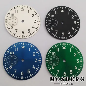37mm Juoda Mėlyna Balta Sterili Žalios Šviesos Watch Dial Laikrodžiai Veido Reikmenys Eta6497 Jūros Kiras St3600 Judėjimas