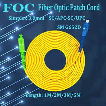 10vnt Fiber Optic Patch Cord SM Singlemode Simplex 9/125 SC Apc Upc), Optinis Laidas, 1M/2M/3M/5M