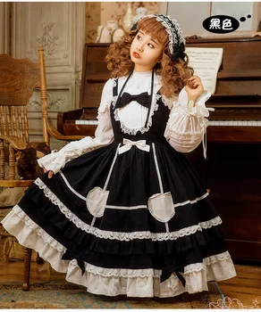 Aukštos juosmeniu be rankovių viktorijos suknelė gorhic lolita jsk loli Japonijos kawaii girl lolita dress falbala nėrinių bowknot kawaii suknelė