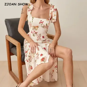 2021 Vasaros Derliaus Gėlių Dryžuotas Spausdinti Apvadą Ritininės Suknelė Reguliuoti Laivapriekio Kaklaraištis Diržas Berankovis Suknelė Seksualus Atostogų Moterų Suknelė