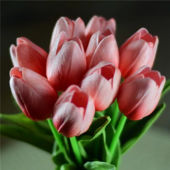 30pcs koralų Tulpės, Dirbtinės Gėlės Nekilnojamojo touch PU artificiales para decora Puokštė namų Vestuvių dekoravimas dirbtiniais gėlės