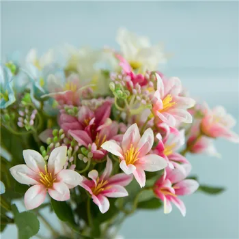 5vnt/lot 18 vadovai lily dirbtinių gėlių namų dekoro vestuvių ekranas lily šilko flores netikrą puokštė dekoratyvinių gėlių filialas