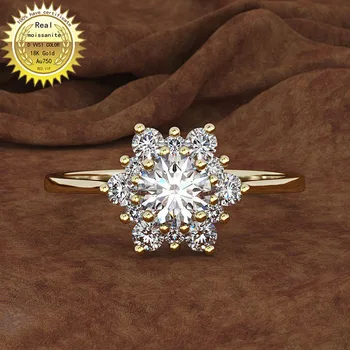 18K goldr žiedas 1ct D VVS moissanite Sužadėtuvių žiedas&Vestuvių Papuošalai su sertifikato 010