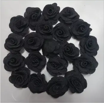 20Pcs/Bag Black Hand Made DIA 3,5 Cm Šilko Rožė Dirbtinių Gėlių, Vestuvių Puokštė Gėlių Dekoracija 