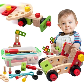 Švietimo Montessori Vaikams, Žaislai, Mediniai Rinkinys Apsimesti Žaisti, Auginančių Ikimokyklinio Amžiaus Vaikus Veržlė Varžtas Asamblėjos Modeliavimas Staliaus Įrankis