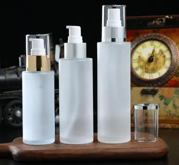 100 ml matinio stiklo butelis su aukso/sidabro siurblys serumas/kremas/emulsija/fondas/gel/essence drėgmės tonerio kosmetikos pakuotės
