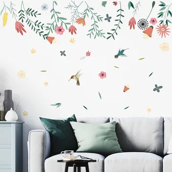 Rankomis dažyti poveikis akvarelė gėlių, paukščių sienos pasta namo gyvenamasis kambarys veranda, miegamasis, studijų fone, apdaila gali būti nuimta