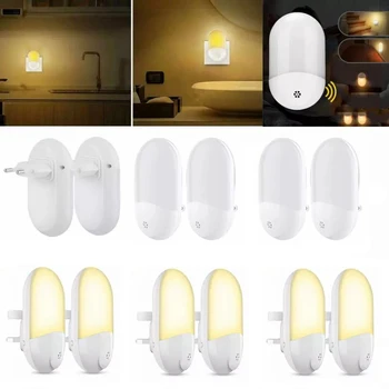 10X LED Jutiklis Šviesos Plug-in Naktį Šiltai Balta naktinė lempa Sutemų iki Aušros Vaikų Namų Miegamojo, Vonios, Virtuvės, Prieškambario Laiptai