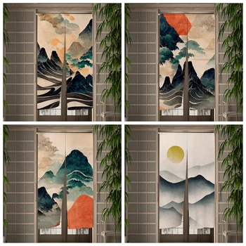 Japonijos Kalnas Dažai Dažymo Durų Užuolaidų Valgomasis Durų Dekoras Lino Užuolaidų Dizainas, Užuolaidų, Virtuvės Įėjimo Kabo Pusė-Užuolaidų