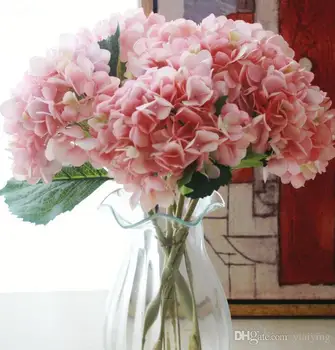 Dirbtinis Hydrangea Gėlių 47cm Netikras Šilkas Vieną Nekilnojamojo Touch Hydrangeas, Vestuvių Centerpieces Namuose Šalis, Dekoratyvinės Gėlės