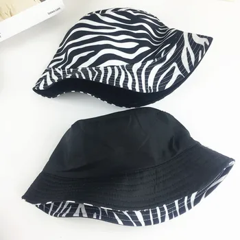 Unisex Suaugusių vyrų medvilnės Zebras spausdinti kibiro kepurę Moterų atsitiktinis žvejybos žvejys skrybėlės, Kepurės apsauga nuo Saulės, skrybėlės